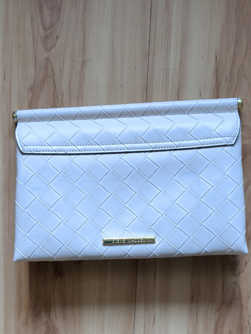 White Woven Leather Clutch – Designer Style